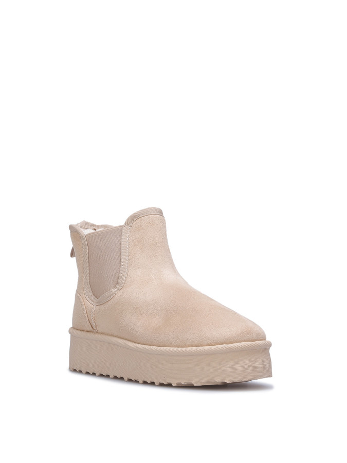 Boots fourrées beige style chelsea