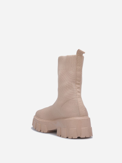 Bottines taupe chaussettes à plateforme