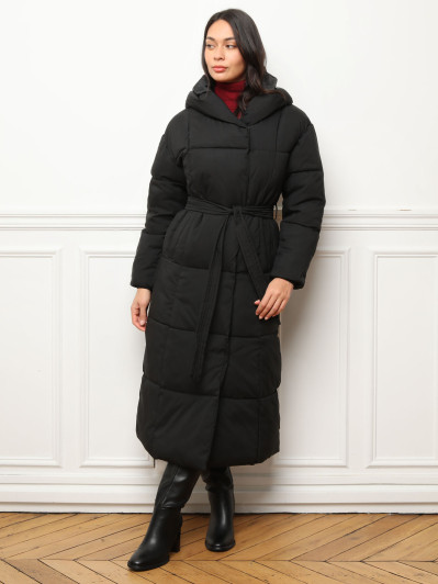 Doudoune matelassée noire à capuche noire