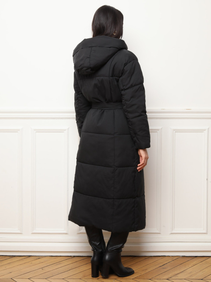 Doudoune matelassée noire à capuche noire