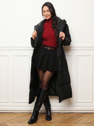 Doudoune matelassée noire à capuche noire