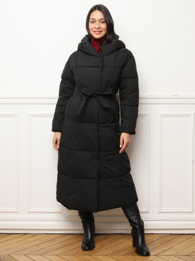 Doudoune matelassée noire à capuche noire