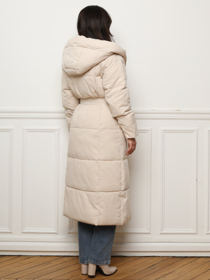 Doudoune matelassée beige à capuche beige