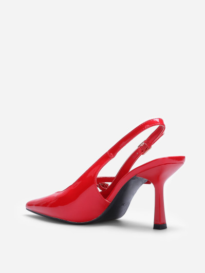 Escarpins slingback rouge vernis à talon fin