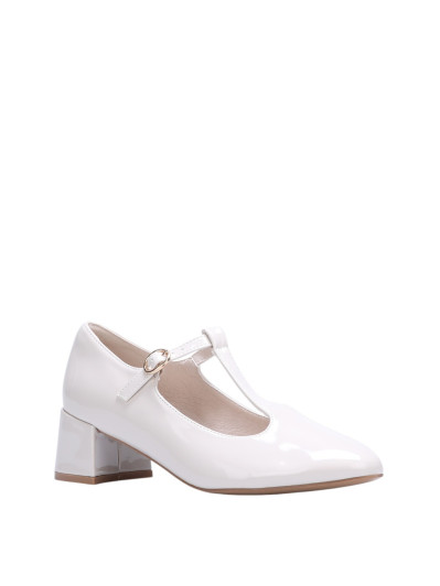 Babies vernies blanches à bride en T