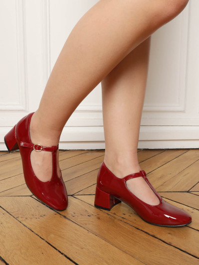 Babies vernies bordeaux à bride en T