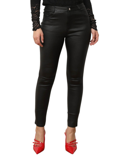 Pantalon skinny en simili noir