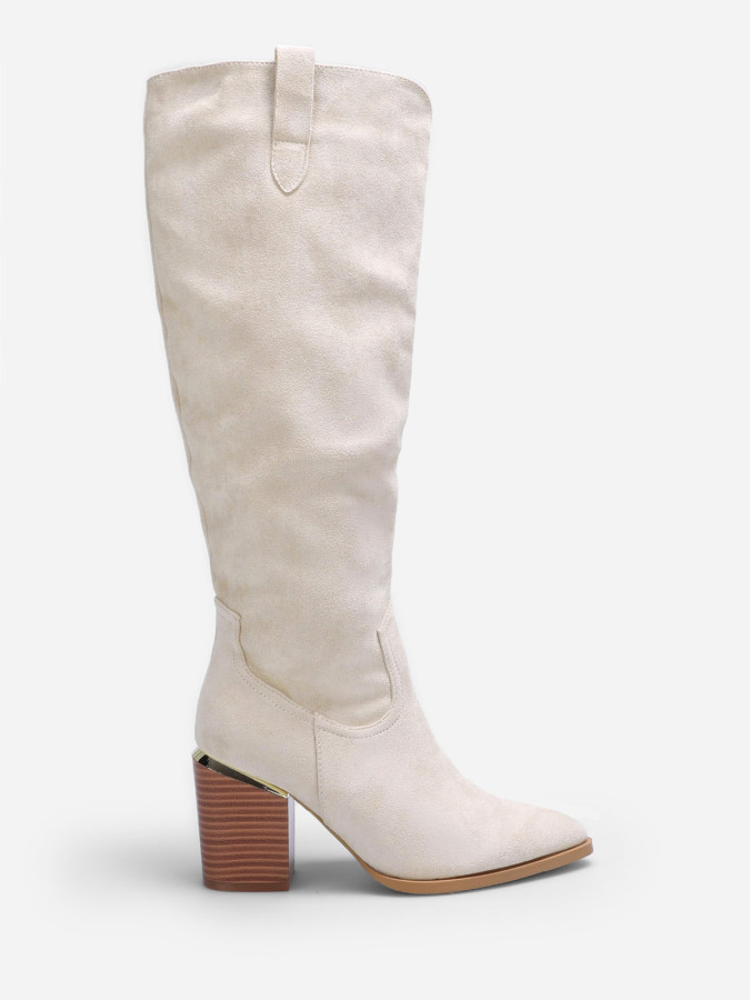 Bottes en suédine avec pièce métallique