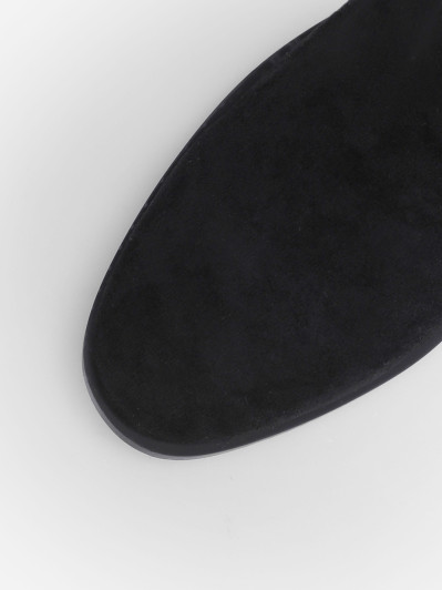 Cuissardes noires en suédine à talon carré