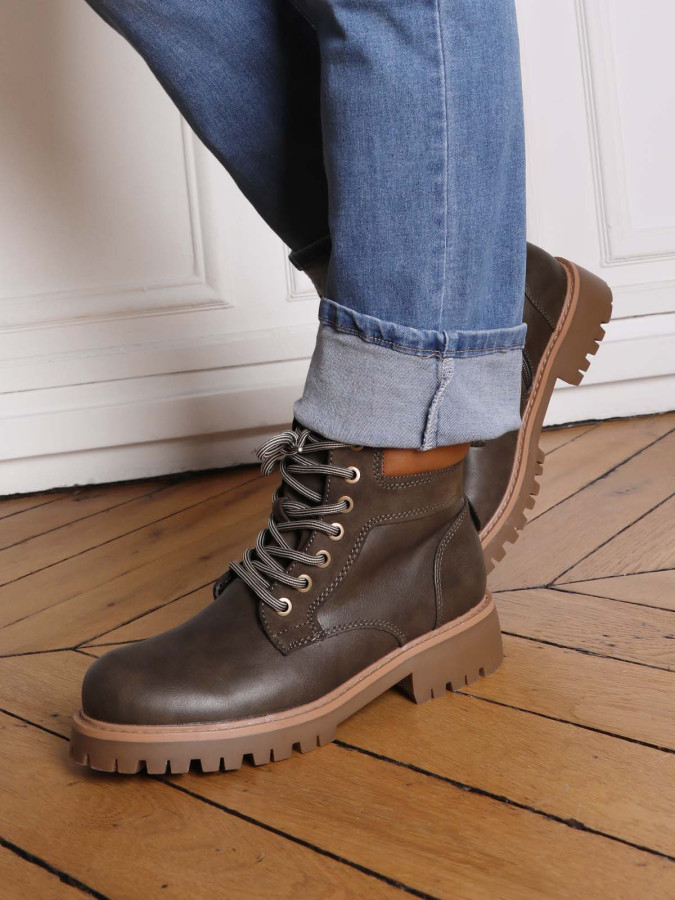 Rangers vertes bi-matières fourrées