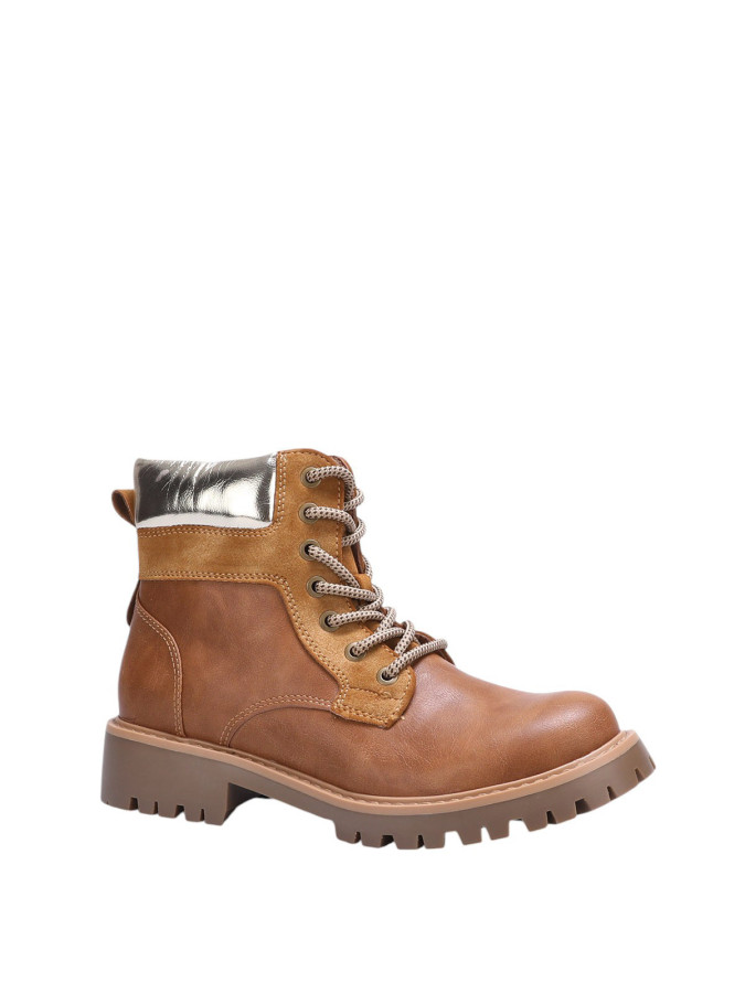 Rangers camel bi-matières fourrées