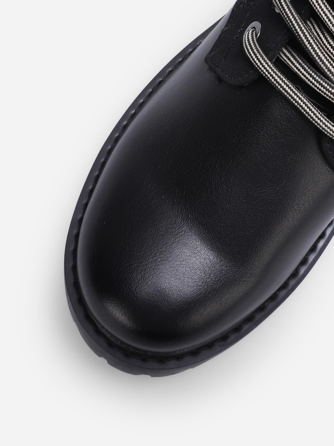 Rangers noires bi-matières fourrées