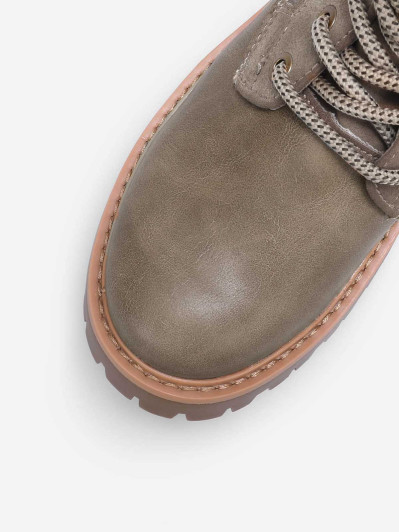 Rangers taupe bi-matières fourrées