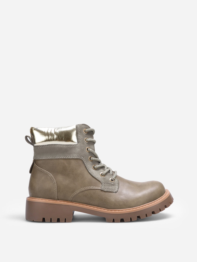 Rangers taupe bi-matières fourrées