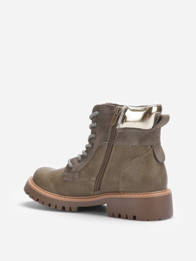 Rangers taupe bi-matières fourrées