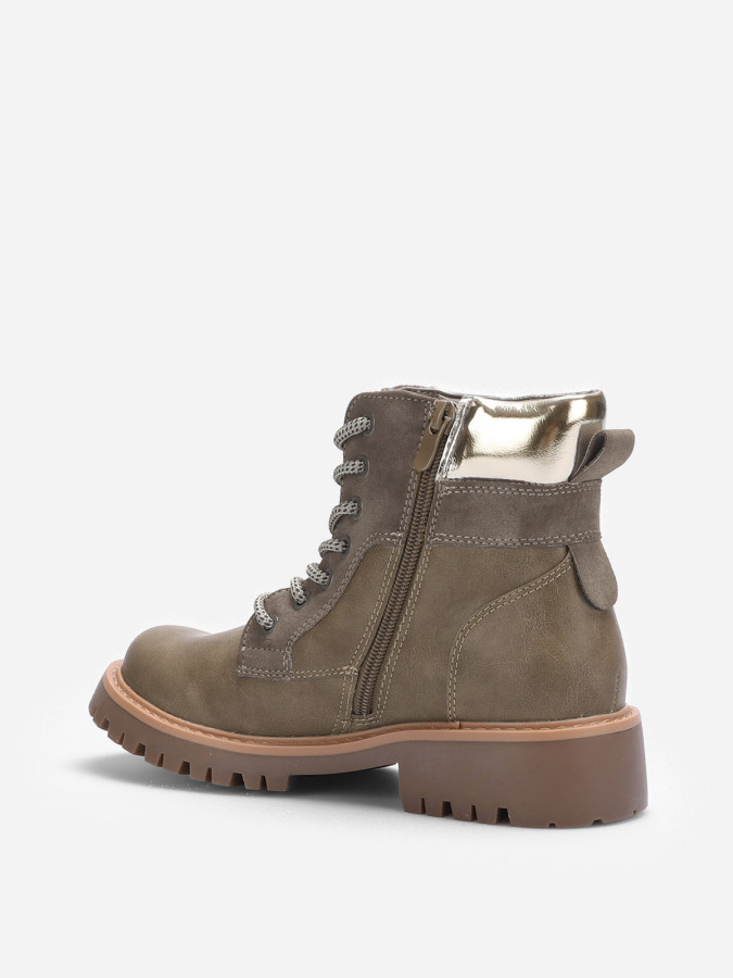 Rangers taupe bi-matières fourrées