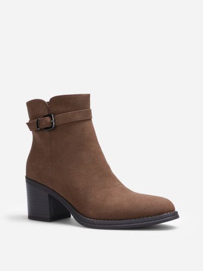 Bottines marron en nubuck à fine bride