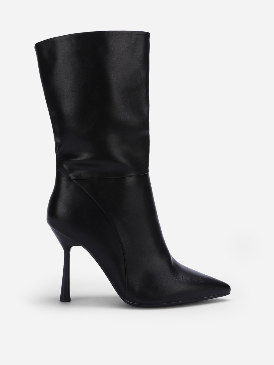 Bottes noires mi-mollet à talon aiguille