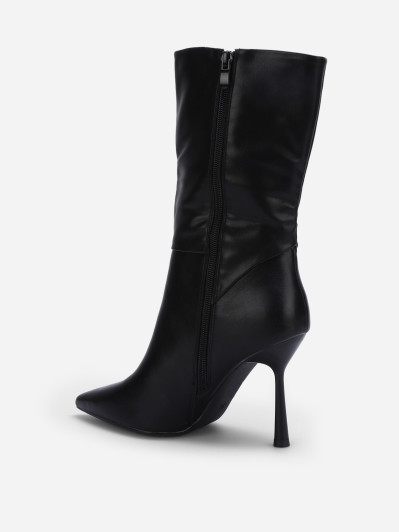 Bottes noires mi-mollet à talon aiguille