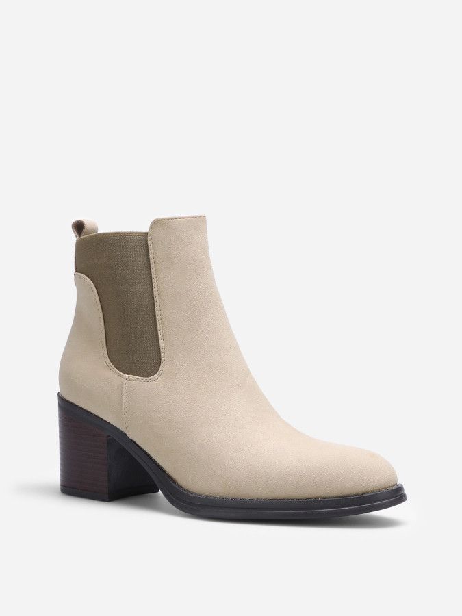 Chelsea taupe effet nubuck à talon