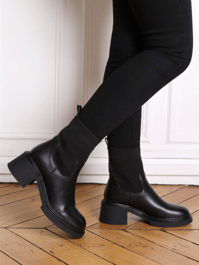 Bottines chaussettes bi-matières