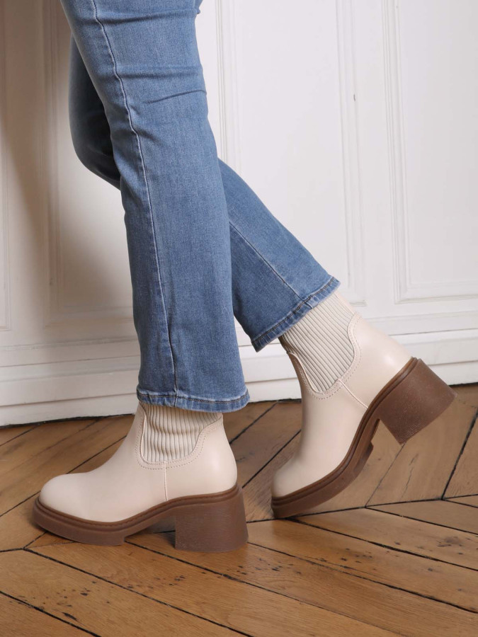 Bottines chaussettes bi-matières