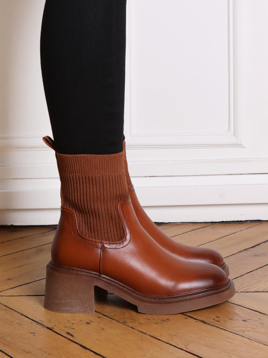 Bottines chaussettes bi-matières