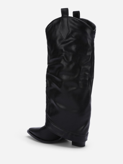 Santiags noires pointues à revers