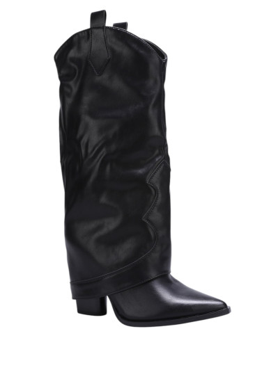 Santiags noires pointues à revers