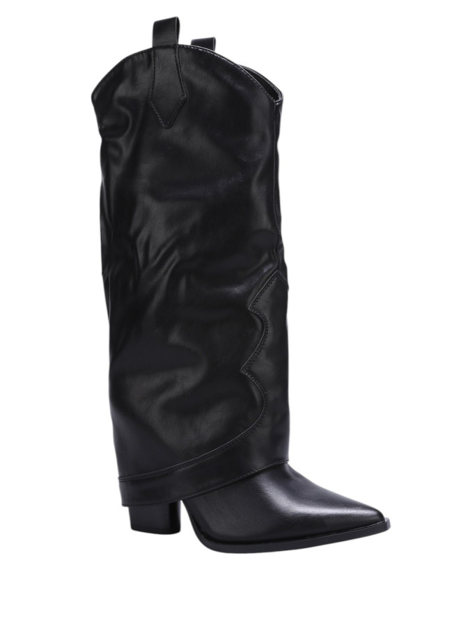 Santiags noires pointues à revers