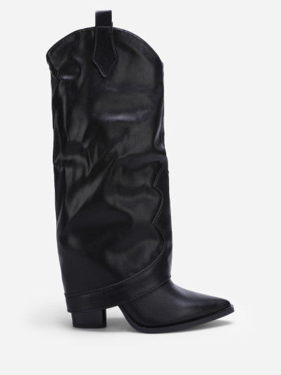 Santiags noires pointues à revers