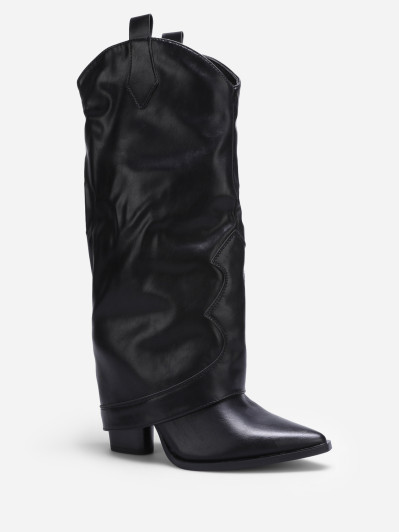 Santiags noires pointues à revers