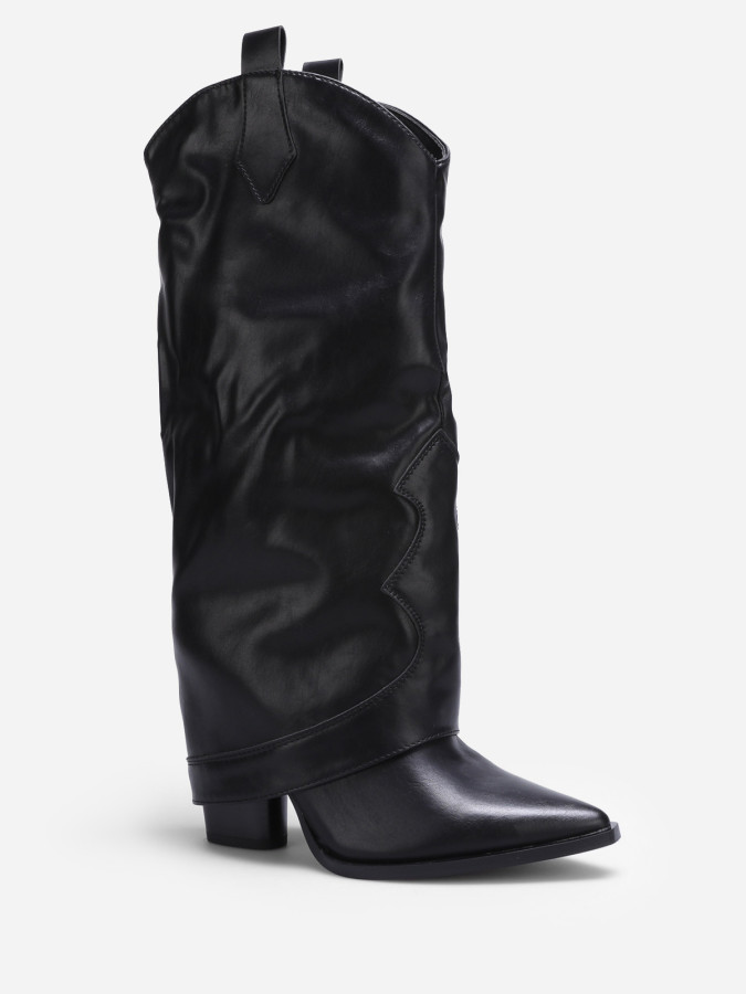 Santiags noires pointues à revers