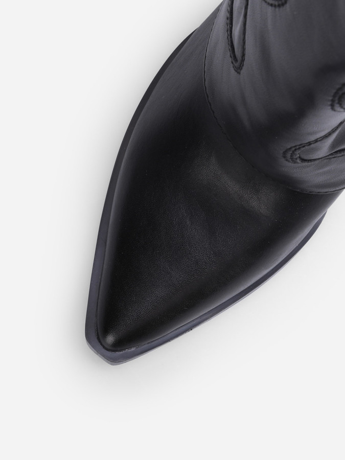 Santiags noires pointues à revers