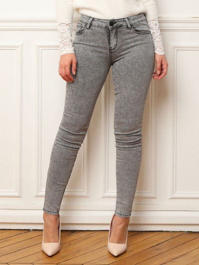 Jeans push-up taille basse gris