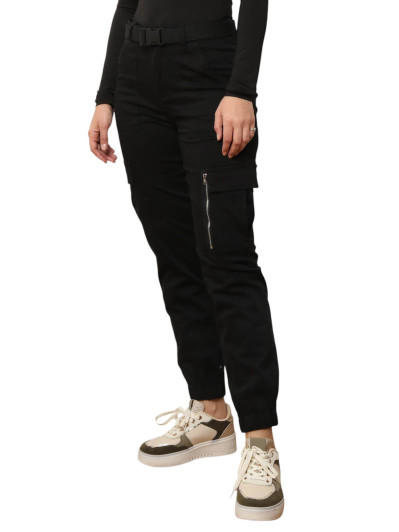 Pantalon cargo effet jogger noir