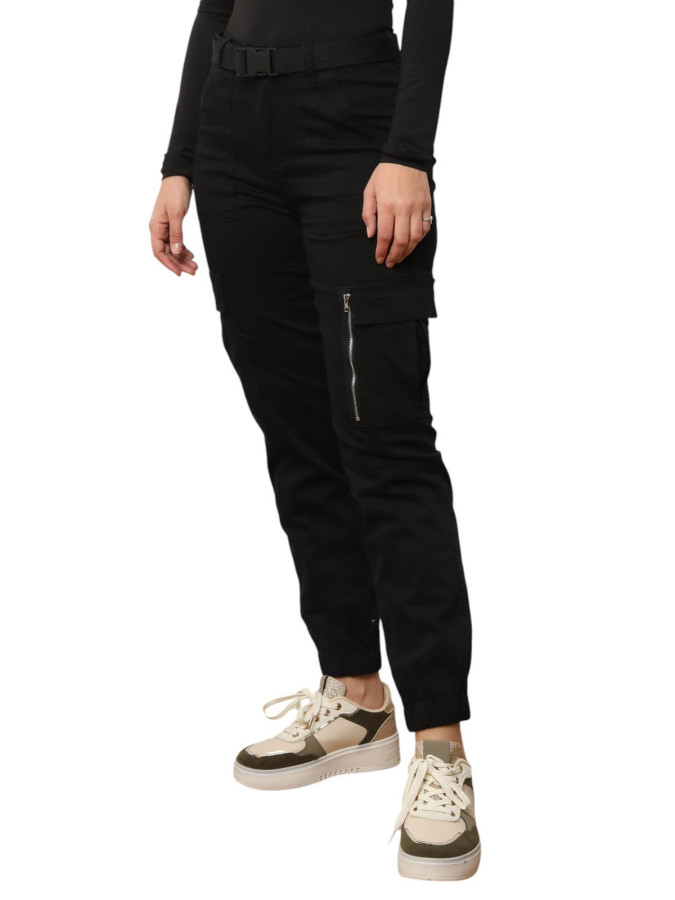Pantalon cargo effet jogger noir