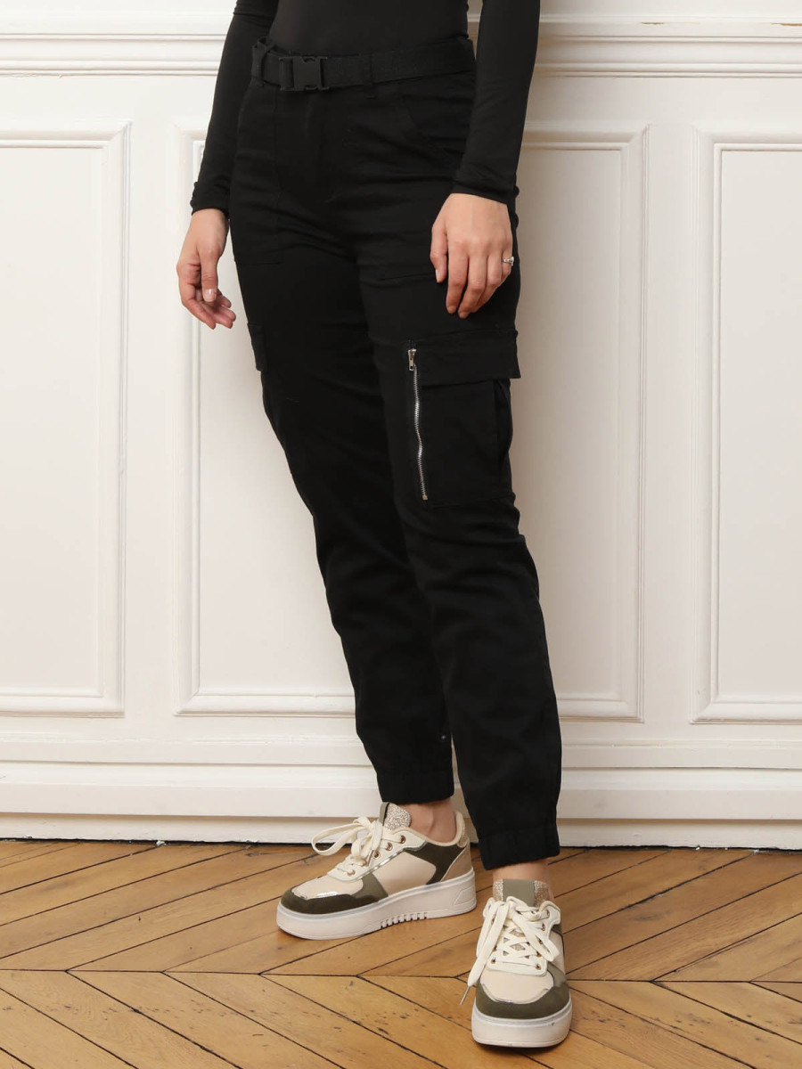 Pantalon cargo effet jogger noir