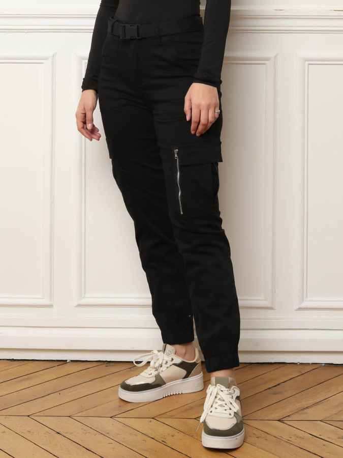 Pantalon cargo effet jogger noir