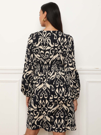 Robe effet cache cœur à motifs noire