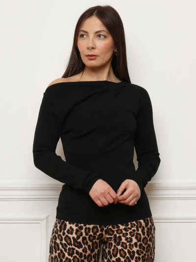 Top froncé à manches longues