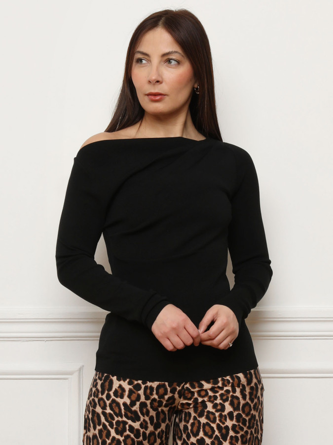 Top froncé à manches longues