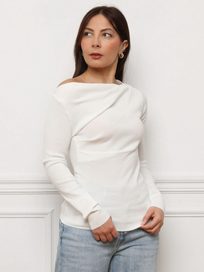 Top froncé à manches longues