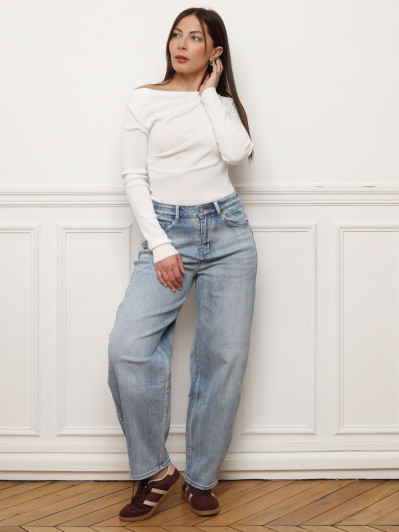 Top froncé à manches longues