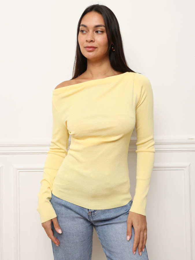 Top froncé à manches longues