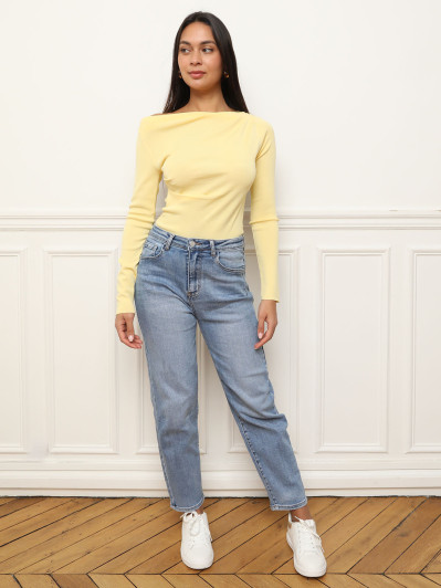 Top froncé à manches longues