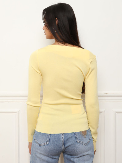 Top froncé à manches longues