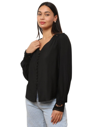 Chemisier à détails en crochet noir