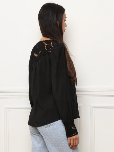 Chemisier à détails en crochet noir