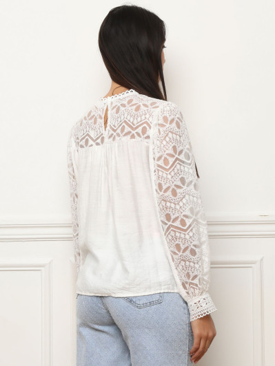 Blouse fluide à dentelle et crochet